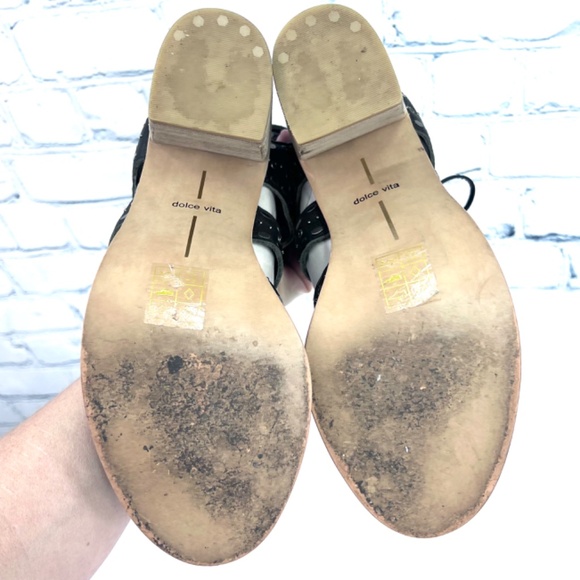 •|•DOLCE VITA•| Black Leather Studded Gladiator Sandals Size 9 w/ 4" Heel - Picture 12 of 16